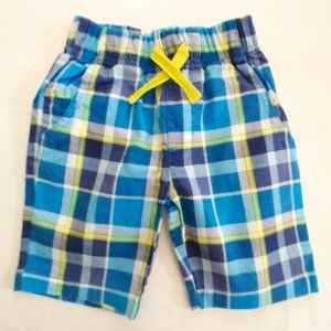 Pekkle Boys Blue Yellow Plaid Cotton Shorts 3T